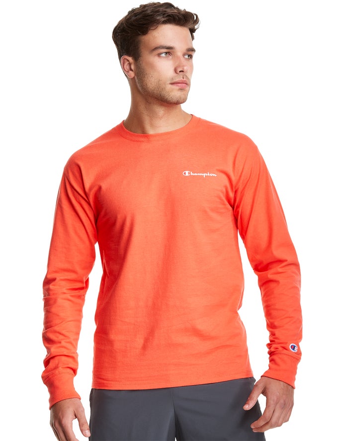 Champion Classic Jersey Long-Sleeve Script Logo T-Shirt Heren - Oranje - Belgie 4072PQOIL